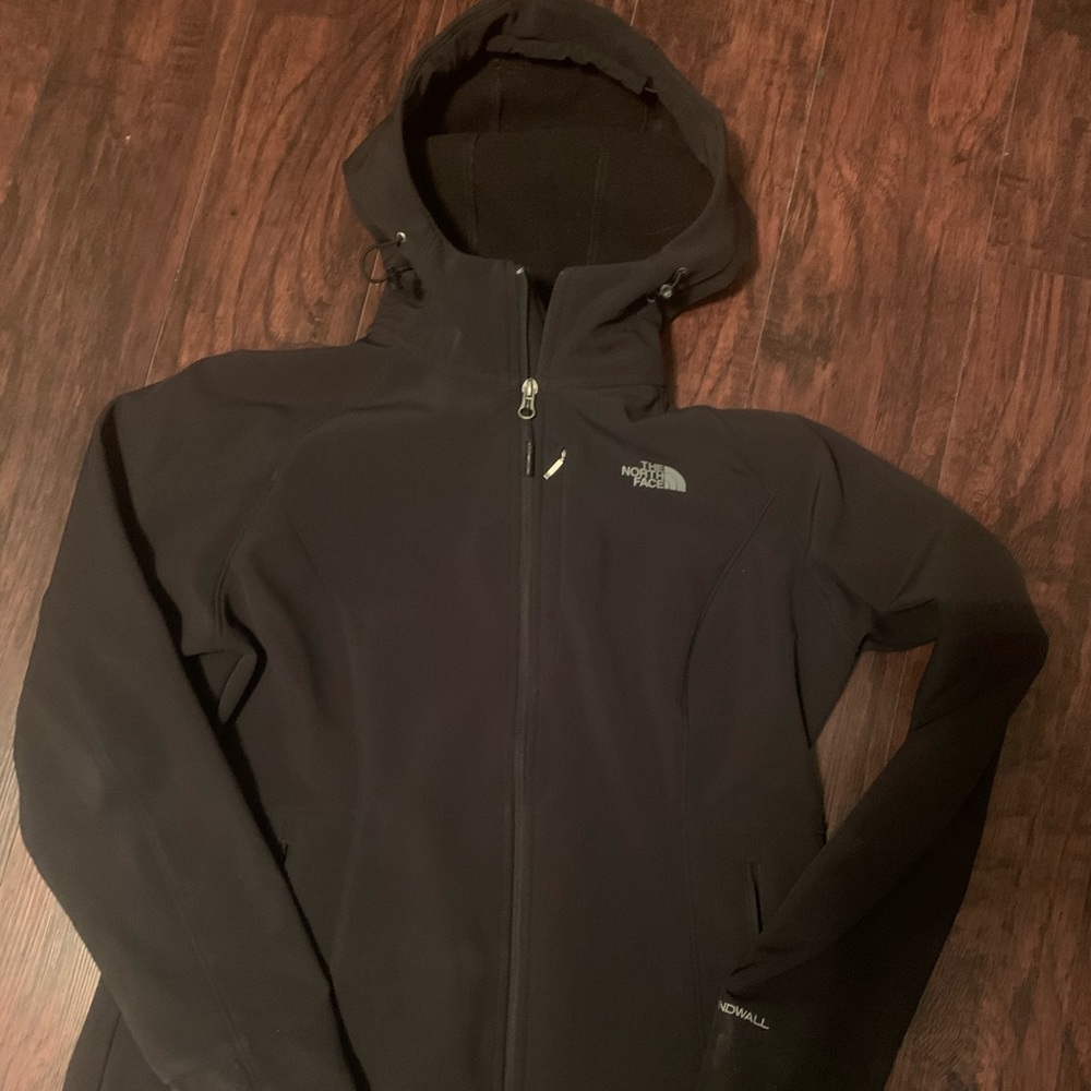 Black womens North Face hooded jacket